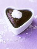 Chocolate Pudding with Cream in Heart-Shaped Dish Photographic Print by Maja Smend