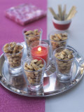 Salted Almonds and Candle on Silver Tray Fotografisk trykk av Steve Baxter