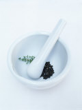 Juniper Berries and Thyme in a Mortar Photographic Print by Peter Medilek