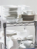 Assorted Tableware on a Rack Photographic Print by Linda Burgess