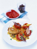 Calamari Ripieni (Stuffed Squid with Shellfish Sauce) Photographic Print by Peter Medilek
