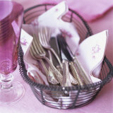 Silver Cutlery in a Wire Basket Photographic Print by Michael Paul