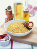 Pasta in a Dish, Tomato Puree and Olive Oil Photographic Print by Peter Medilek