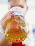 Young Woman Drinking a Litre of Beer at October Fest (Munich) Photographic Print