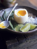 Boiled Egg with Lime, Salt, Pepper & Vietnamese Coriander Photographic Print by Maja Smend