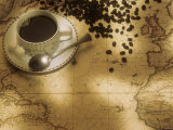 A Cup of Coffee on an Antique Map - Fotografik Baskı