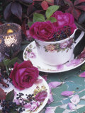 Table and Tableware Decorated with Roses Photographic Print by Elke Borkowski