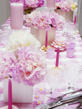 Laid Table with Pink Accessories and Peonies Photographic Print by Linda Burgess