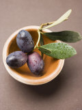 Olive Sprig with Black Olives in Terracotta Bowl Photographic Print