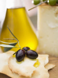 Black Olives, Crackers, Olive Oil and Parmesan Photographic Print
