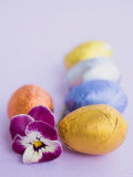 Chocolate Eggs in Foil, with Pansy Photographic Print