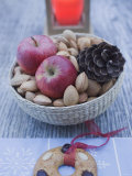 Christmas Decoration with Apples, Nuts, Candle & Gingerbread Photographic Print