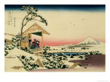 36 Views of Mount Fuji, no. 24: Tea House at Koishikawa (The Morning after a Snowfall) reproduction procédé giclée par Katsushika Hokusai