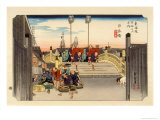 The 53 Stations of the Tokaido, The Start: Nihonbashi, Tokyo reproduction procédé giclée par Ando Hiroshige