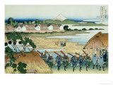 36 Views of Mount Fuji, no. 38: Pleasure District at Senju reproduction procédé giclée par Katsushika Hokusai