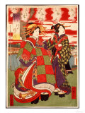 Coutesan Wearing a Heavily Embroidered Gown and Platform Clogs, Japan reproduction procédé giclée
