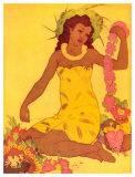 Lei Maker, Hawaii Giclee Print by John Kelly