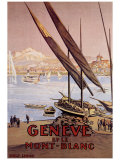 Geneve et le Mont-Blanc Giclee Print by Elzingre 