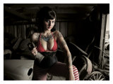 Garage Pin-Up Girl Giclee Print by David Perry