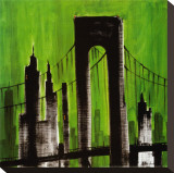 Vue aux tons verts Reproduction transférée sur toile : par Paul Brent