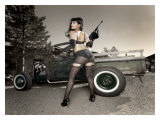 Hot Rod Pin-Up Girl Giclée-tryk af David Perry Hot Rod Pin-Up Girl Giclée-tryk af David Perry