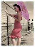 Pin-Up Girl with Parasol Giclee Print by David Perry