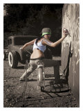 Hot Rod Pin-Up Girl Lámina giclée por David Perry