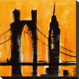 Vue urbaine ambrée Reproduction transférée sur toile : par Paul Brent