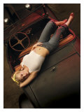 Hot Rod Pin-Up Girl Giclee Print by David Perry