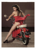 Motorcycle Pin-Up Girl reproduction procédé giclée par David Perry