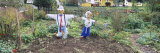 Scarecrows in a Garden, Northern Black Forest Region, Baden-Wurttemberg, Germany Photographic Print by Panoramic Images 