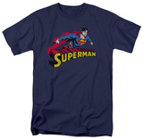 Superman - Flying Over Logo Distressed T-shirts