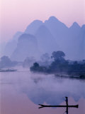 Li River and Limestone Mountains and River,Yangshou, Guangxi Province, China Photographic Print by Steve Vidler