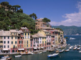 Coastal View, Village and Harbour and Yachts, Portofino, Liguria, Italy Photographic Print by Steve Vidler