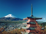 Mount Fuji and Pagoda, Hakone, Honshu, Japan Fotografie-Druck von Steve Vidler