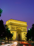 Arc de Triomphe, Night View, Paris, France Photographic Print by Steve Vidler