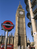 Westminster, Big Ben and Underground, Subway Sign, London, England Fotografie-Druck von Steve Vidler