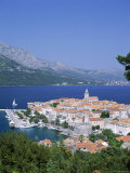 Korcula Island, Town Skyline and Coastline, Korcula, Adriactic Islands, Croatia Lámina fotográfica por Steve Vidler