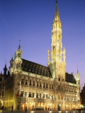 Grand Place, Town Hall, Night View, Brussels, Belgium Photographic Print by Steve Vidler