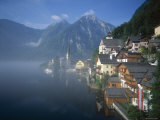 Village with Mountains and Lake, Hallstatt, Salzkammergut, Austria Photographic Print by Steve Vidler