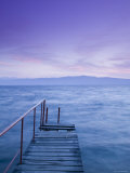 Small Pier at Dusk, Lake Ohrid, Ohrid, Macedonia Photographic Print by Walter Bibikow