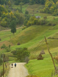 Villagers on Road, Maramures, Romania Photographic Print by Russell Young