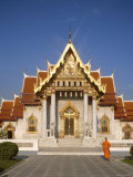 Marble Temple, Monk, Bangkok, Thailand Photographic Print by Steve Vidler