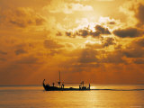 Boat at Sunset, Maldives, Indian Ocean Photographic Print by Jon Arnold