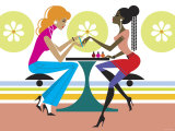 Woman in Salon Getting Manicures Photographic Print