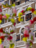 Frontage of Buildings and Floral Decorations, Sana'a, Yemen Photographic Print by Peter Adams