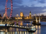 Millennium Wheel and Houses of Parliament, London, England Photographic Print by Peter Adams