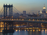 Manhattan Bridge and Empire State Bldg, New York, USA Photographie par Walter Bibikow