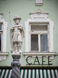 Fountain Detail and Cafe, Melk, Wachau, Lower Austria, Austria Photographic Print by Doug Pearson