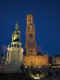 Belfort and Statue of Pieter de Coninck and Jan Breidel, the Markt, Bruges, Belgium Photographic Print by Alan Copson